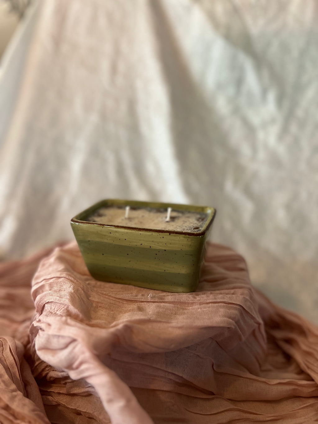 Green Ceramic Candle - Vanilla Coffee Bean - 5 oz
